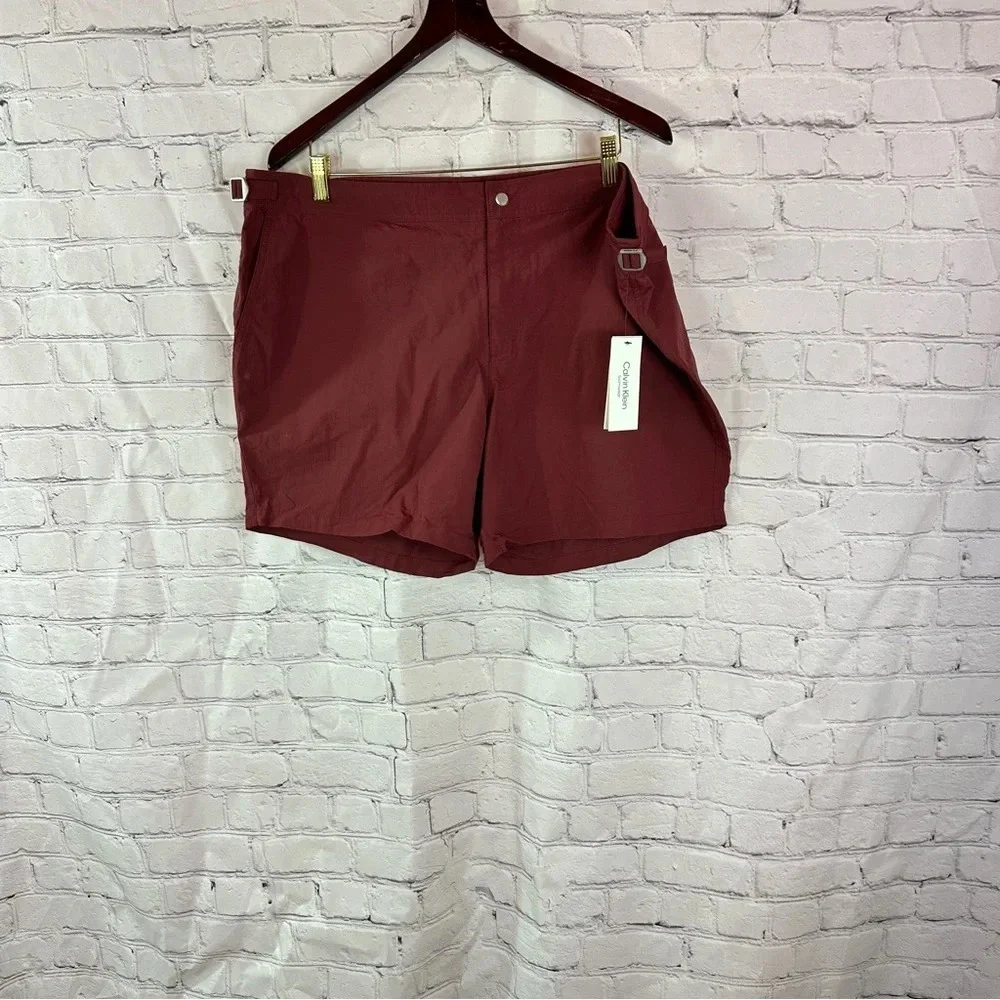 calvin Klein swimwear men's swim trunks sz XXL 2X NWT maroon burgundy